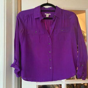 J. Crew 100% Silk Blouse in Vibrant Purple
